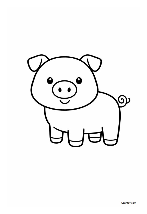 ภาพระบายสีแบบง่ายสำหรับเด็ก – สัตว์ฟาร์ม (10 หน้า PDF)/Minimal Coloring Pages for Kids – Farm Animals (10 Printable Pages) - Image 4