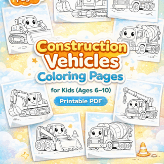 ภาพระบายสีรถก่อสร้างสำหรับเด็ก 6-10 ปี (10 ภาพ PDF ดาวน์โหลด)-Construction Vehicles Coloring Pages for Kids (Ages 6–10)