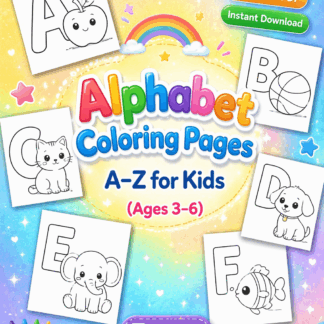 ภาพระบายสีตัวอักษร A-Z หรับเด็ก 3–6 ปี (26 ภาพ) | ไฟล์ PDF ดาวน์โหลด |🎨 Alphabet Coloring Pages (A–Z) for kids ages 3–6.