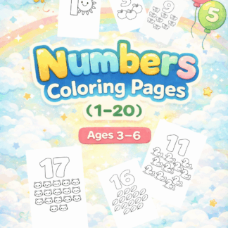 ภาพระบายสีตัวเลข 1-20 หรับเด็ก 3–6 ปี (20 ภาพ) | ไฟล์ PDF ดาวน์โหลด |🎨Numbers Coloring Pages (1–20) for Kids Ages 3–6.