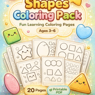 ภาพระบายสีรูปทรงสำหรับเด็ก 3–6 ปี (20 ภาพ) | ไฟล์ PDF ดาวน์โหลด |🎨Shapes Coloring Pack (Ages 3–6)