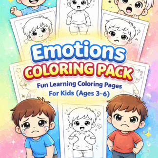 ภาพระบายสีอารมณ์สำหรับเด็กเล็กอายุ  3-6 ปี (20 ภาพ) | ไฟล์ PDF ดาวน์โหลด |🎨Emotions Coloring Pack For Kids (Ages 3–6)